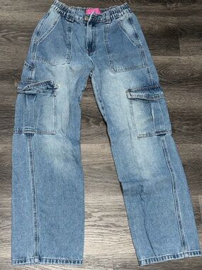 Kids Light Blue Cargo Jeans - Casual Utility Style